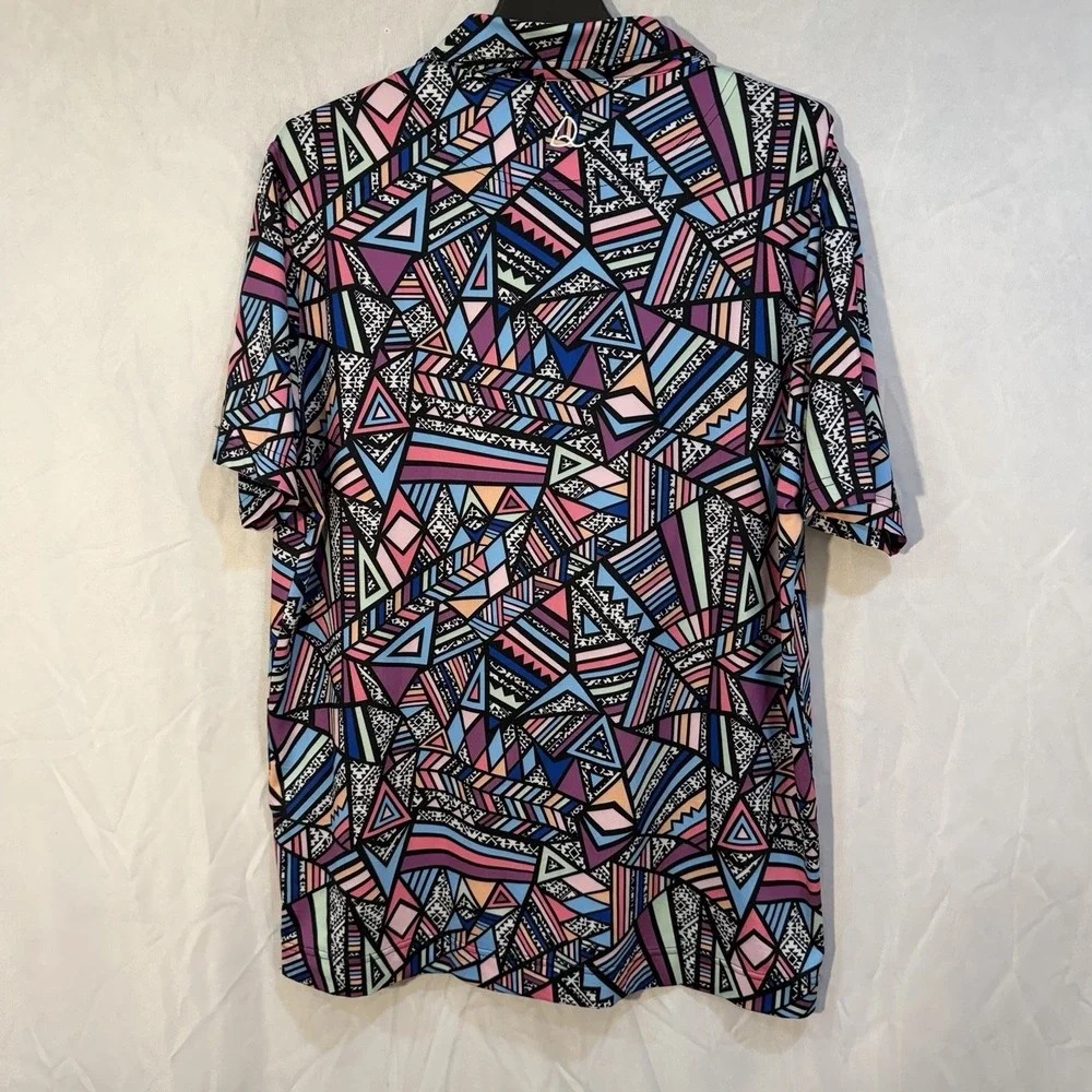 Deolax Geometric Polo Shirt Mens Large‎ L Performance Golf Aztec Navajo